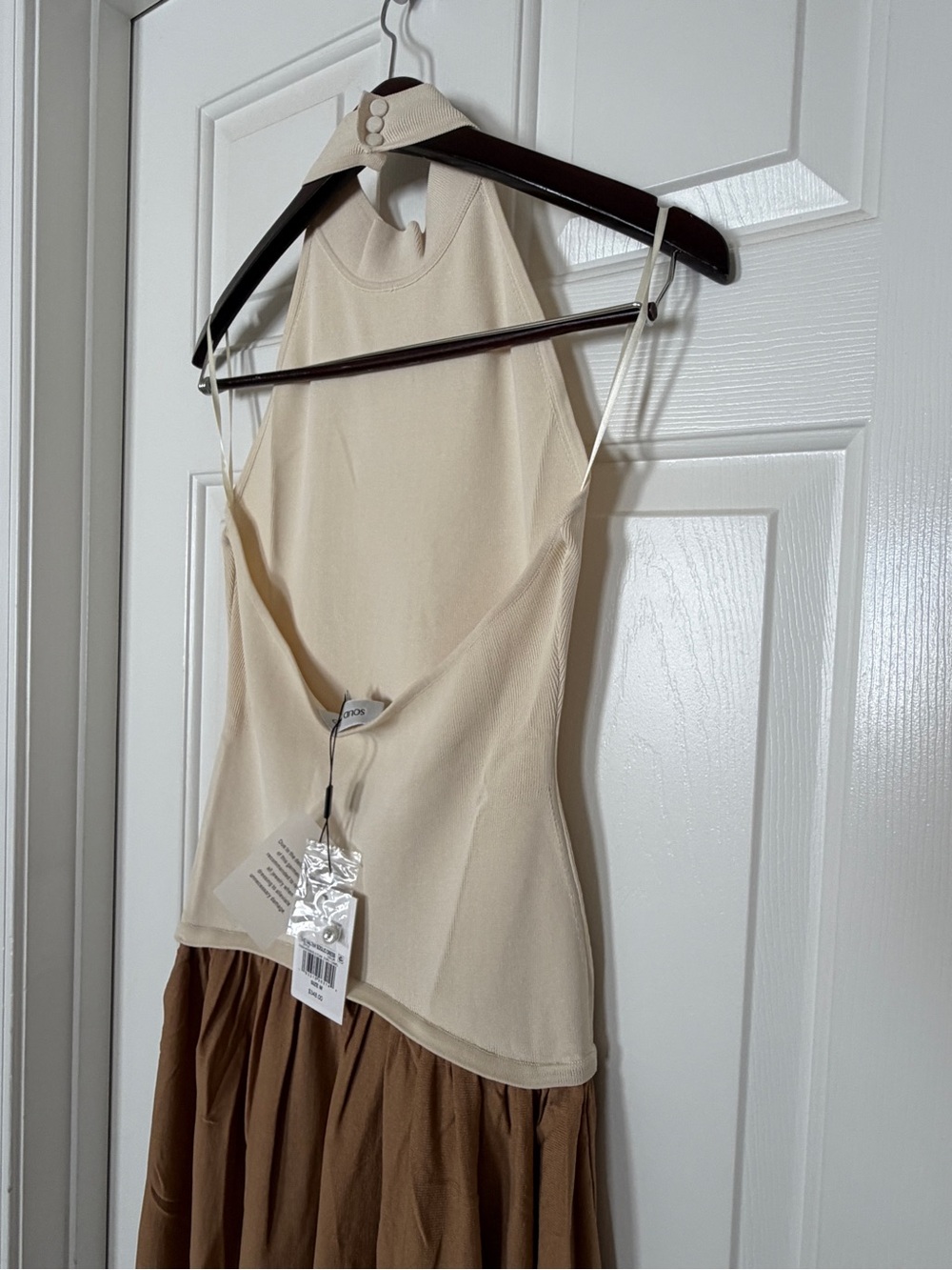 Solid & Striped Halter Soglio Maxi Dress Ecru Camel Knit Size M NWT - Picture 9 of 13
